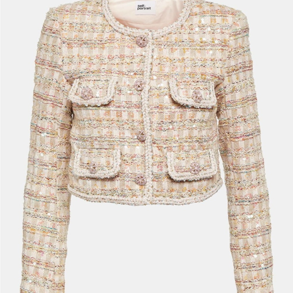 Self-Portrait Sequin bouclé jacket blazer